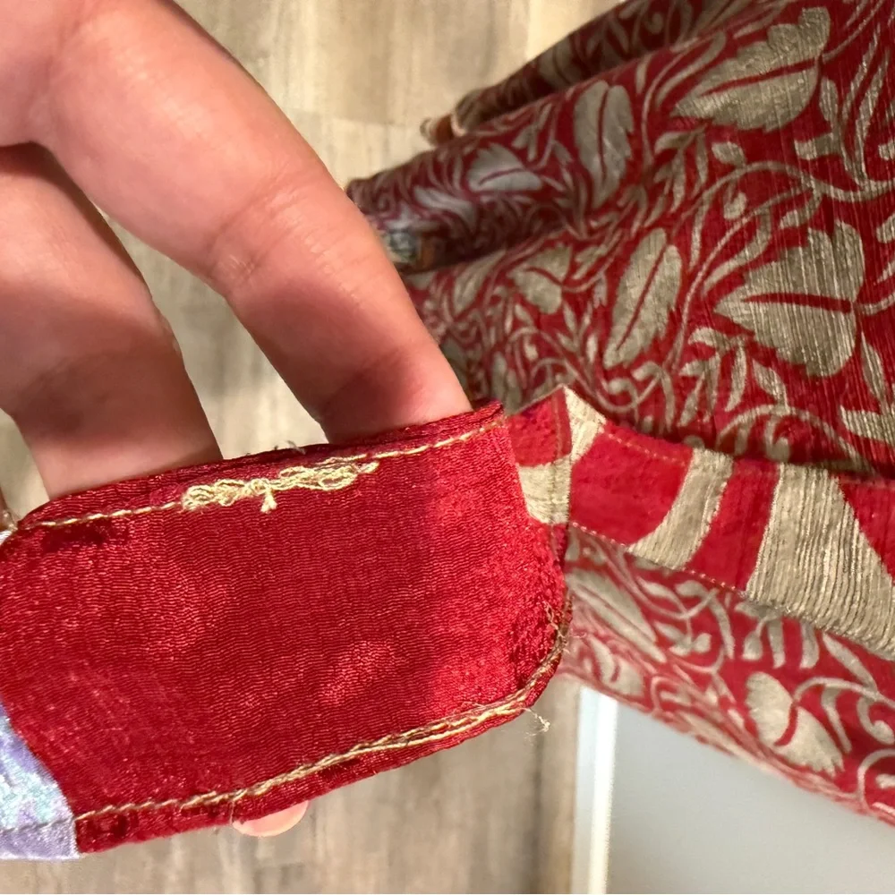 Darn Good Yarn Sari Wrap Red Skirt FLAWED - Picture 7 of 11